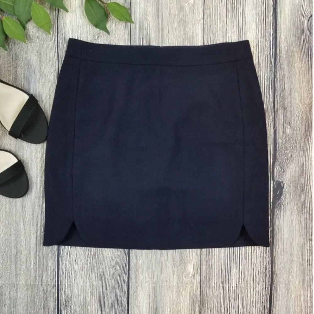 J.CREW Wool Blend Shirtail Navy Mini Skirt
